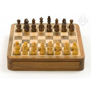 Reiseschach, Holz, magnetisch, Schublade
