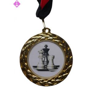 Medaille 7 cm, goldfarben mit Emblem
