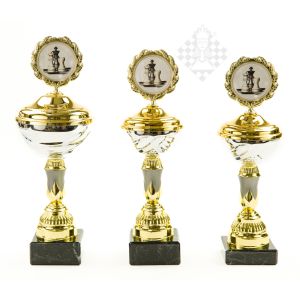 Pokale mit Deckel, 3er Set, gold-/silberfarben